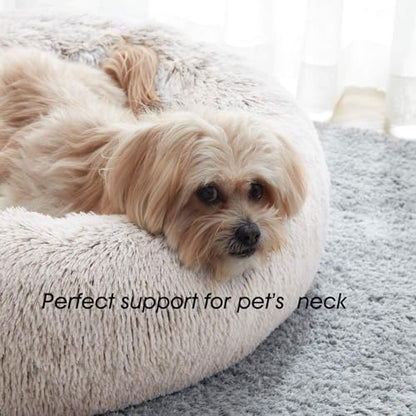 Western Home Calming Donut Cat Bed Small Dog Bed Washable,20" White Khaki