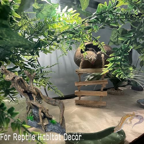 Resin Reptile Driftwood Decoration Bearded Dragon Branch Lizard Climb Habitat Decor Hanging Jungle Vines Reptiles Tank Accessories for Chameleon Snake Gecko Spider Fish Tree Frog