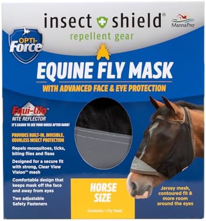 Opti-Force Horse Fly Mask with UV Protection, Standard, No Ears
