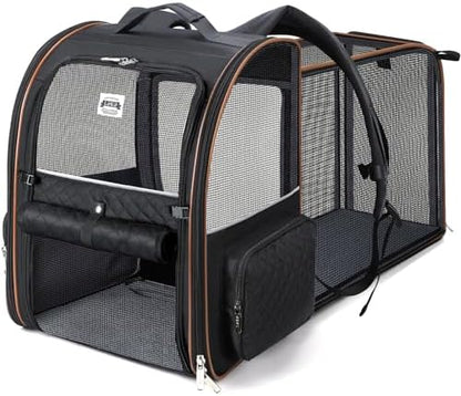 Large Cat Backpack Carrier Expandable Pet Carrier Backpack for Small Dogs Medium Cats Fit Up to 18 Lbs, Dog Backpack Carrier, Foldable Puppy Backpack Carrier for Travel,Black