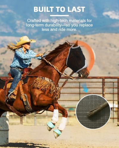 Hilltown Durable Fly Mask for Horses Without Ears - X-Full, Grey