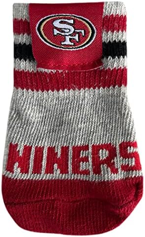 NFL SAN Francisco 49ERS Anti Slip Dog Socks with Elastic Ribbed Top, Size Medium/Large. Indoor/Outdoor Socks, Best Dog Paw Protector, 2 Pairs, Cool Puppy Supplies with NFL Logo of 49ERS Team