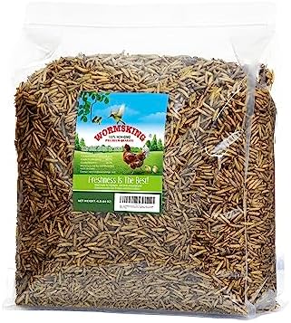 WORMSKING 4LB Non-GMO Dried Black Soldier Fly Larvae, More Calcium Than Dried Mealworms, High Protein Chicken Feed, Poultry Treats