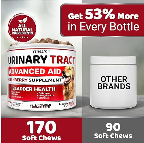 Cranberry Supplement for Dogs - 170 Chews - Dog UTI & Bladder Support