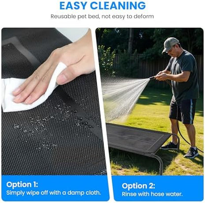 Simple Deluxe Cooling Elevated Dog Bed, Raised Portable Dog Cots Beds No-Slip Feet Durable Portable Indoor & Outdoor Pet Hammock Bed, 42x25.5x8 Inch, Black