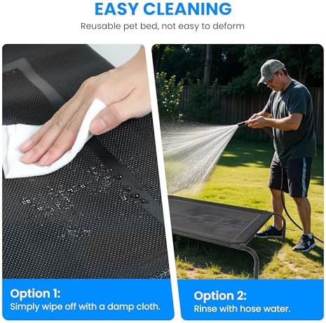 Simple Deluxe Cooling Elevated Dog Bed, Raised Portable Dog Cots Beds No-Slip Feet Durable Portable Indoor & Outdoor Pet Hammock Bed, 49x31.5x8 Inch, Black