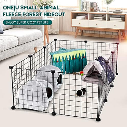 Guinea Pig Hideout - Guinea Pig Corner Hideout, Three-Sided Fringes, Triangle Top and Washable Hides, Suitable Hides for Rabbit and Other Small Pets, No Metal Fences, Green