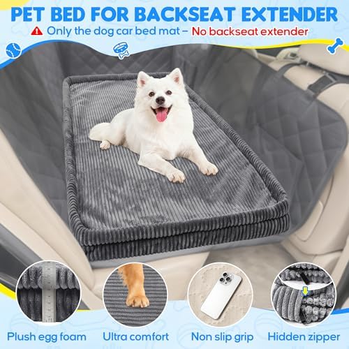Loiion Dog Car Bed, Non-Slip Backseat Extender Pet Mat 50"x24.6"x2"