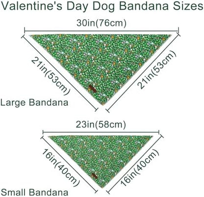 St. Patrick's Dog Bandanas, UP URARA PUP Shamrock Triangle Bid Clover Scarf for Medium Large Girl Boy Dogs, Spring Cotton Puppy Kerchief, Green Dog Bandana,S