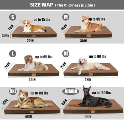 Patas Lague Orthopedic Medium Dog Bed Washable Pet Sofa Mat 30''X20''Brown