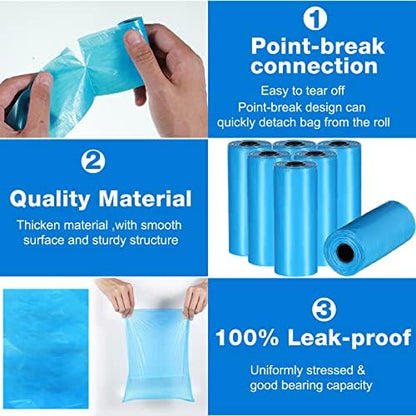 Teling 3000 Count Dog Poop Bags with 3 Dispensers, Blue