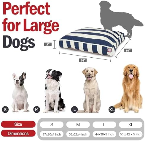 Majestic Pet Rectangle Large Dog Bed Washable – Non Slip Comfy Pet Bed – Dog Crate Bed with Removable Washable Cover – Dog Kennel Bed for Sleeping - Dog Bed Large Breed 44x36x5 Inch – Navy Blue