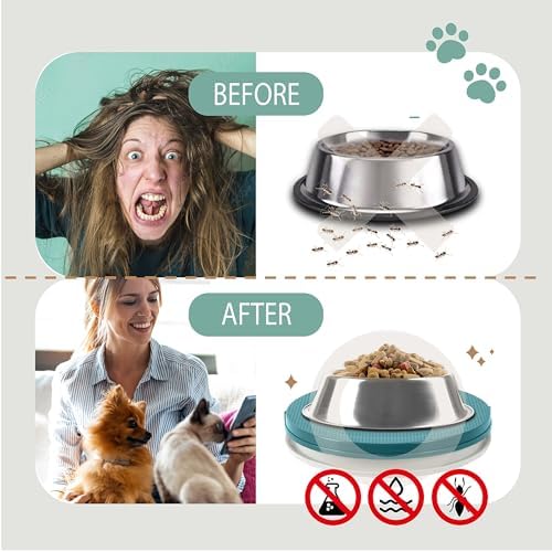 SoulThink® Ant Proof Cat Dog Bowl Tray - New Innovation Anti Ant Pet Food Dish Indoor No Chemical No Water Needed Different from Traditional Trap (Turquoise Green)