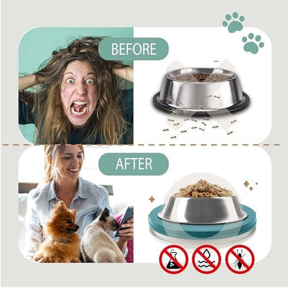 SoulThink® Ant Proof Cat Dog Bowl Tray - New Innovation Anti Ant Pet Food Dish Indoor No Chemical No Water Needed Different from Traditional Trap (Turquoise Green)