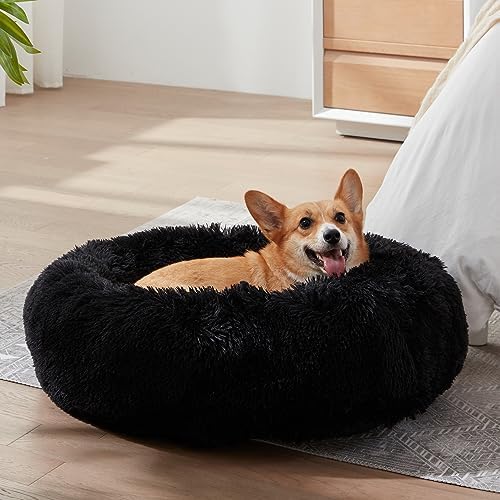 Western Home Calming Donut Small Dog Cat Bed Washable Puppy Bed,24" Black