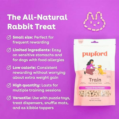 Pupford Freeze Dried Dog & Puppy Training Treats (Rabbit, 4 oz, 3 Pack)