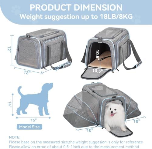 Petsfit Large Double Expandable Cat Carrier for Large Cats and Small Dogs