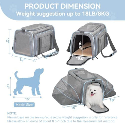 Petsfit Large Double Expandable Cat Carrier for Large Cats and Small Dogs