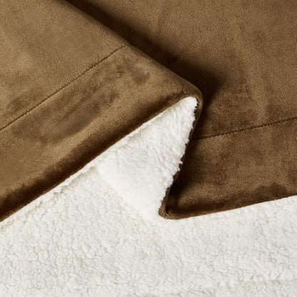 Amazon Basics Reversible Sherpa Throw Blanket, Soft Flannel and Plush, 50"x60", Brown
