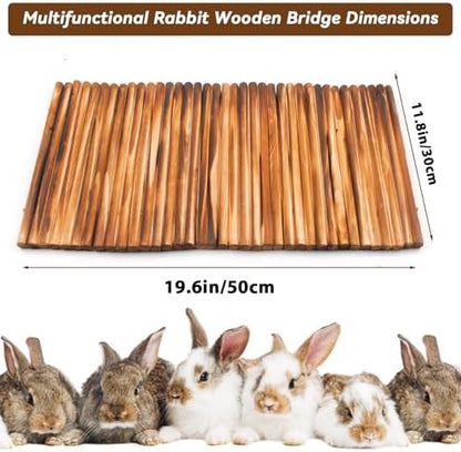 Large Bunny Wooden Hideout Bridge,Flexible Rabbit Tunnel Wood Small Animal Chew Climbing Toys Ladder Ramp Hut for Guinea Pig, Chinchillas, Hedgehogs, Ferrets, Rat(15.74 x 11.0 in)