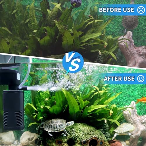 coospider-repta Fish Tank Filter for 15-40 Gallon Tank, 160 GPH Crystal Clear Powerful Internal Aquarium Filters Submersible Pump& Filter System for Fish Tank & Turtle Tank