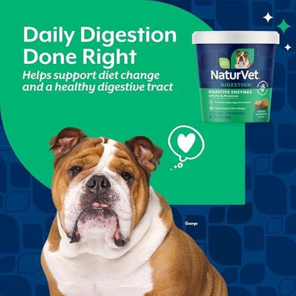 NaturVet Digestive Enzymes with Pre & Probiotic Dog Supplement - 70 Count