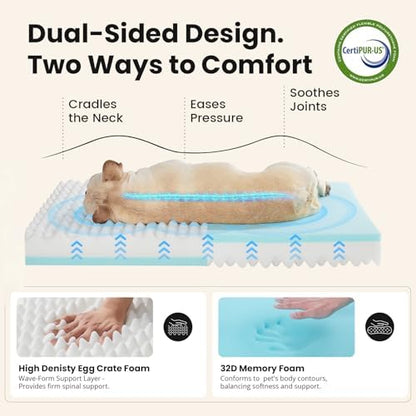 OhGeni Orthopedic Waterproof Medium Dog Bed, Memory Foam, 30 inch(Gray)