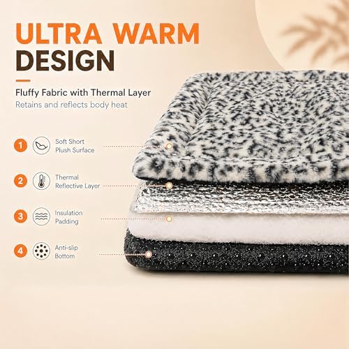 Self Warming Cat Bed, Thick Quiet Non-Electric Mat, 22 x 18 In, Black/White