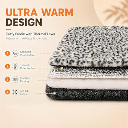 Self Warming Cat Bed, Thick Quiet Non-Electric Mat, 22 x 18 In, Black/White