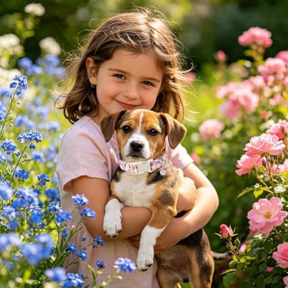 DOGWONG Pink Floral Dog Collar, Spring Summer Pretty Cute Girl Dog Collar,Girl Female Dogs Collars for Small Medium Dogs, Neck 11-16 inches