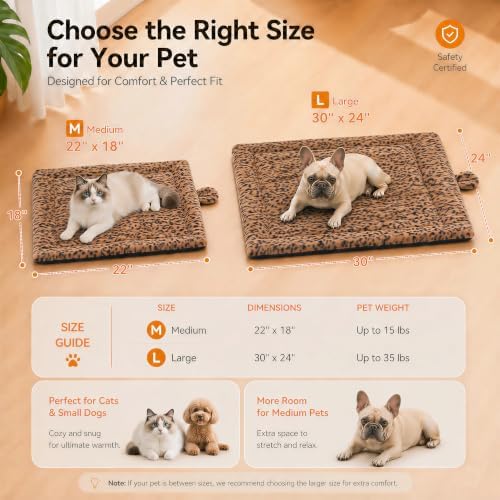 Self Warming Cat Pad for Cats and Small Dogs, Non Electric Thermal Pet Mat, Washable Soft Sleeping Mat with Non Slip Backing, Indoor & Sheltered Outdoor Use, 22 x 18 in, Brown/Black