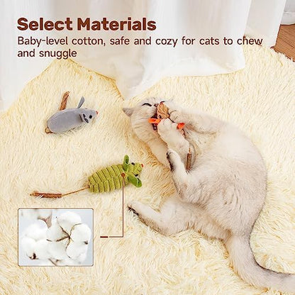 Potaroma Cat Toys: 3pcs Squeak Mice Interactive Catnip Silvervine Animals