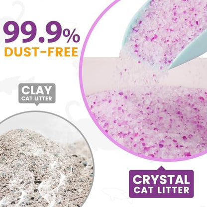 NEWORD Crystals Cat Litter Lightly Scented Litter Superior Odor Control 14 lbs Total (2 Pack of 7lb Bags) Soft-On-Paws Low Tracking Dust-Free Purple Silica Gel, Lavender