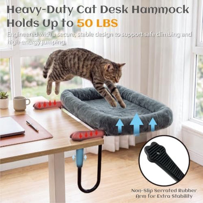 X-Large Cat Desk Bed for Cats 50lbs Extra-Sturdy & Heavy Duty