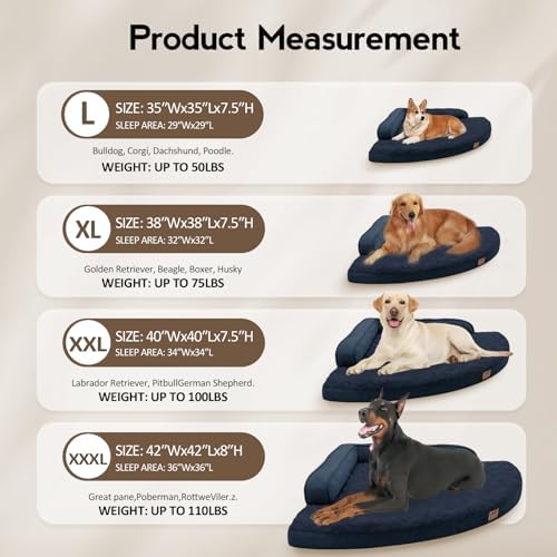 MEKIY Orthopedic Waterproof Dog Bed with Sides for Extra Large Sizes Dogs