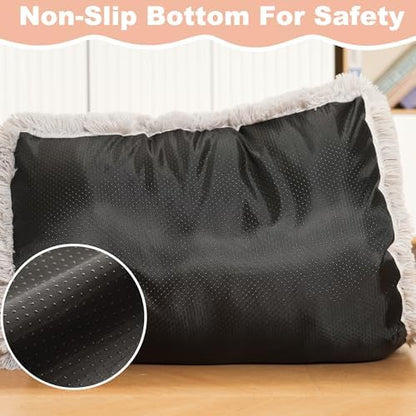 Bedfolks Waterproof Dog Crate Bed, Plush Dog Pad, 29"x21", Solid Light Grey