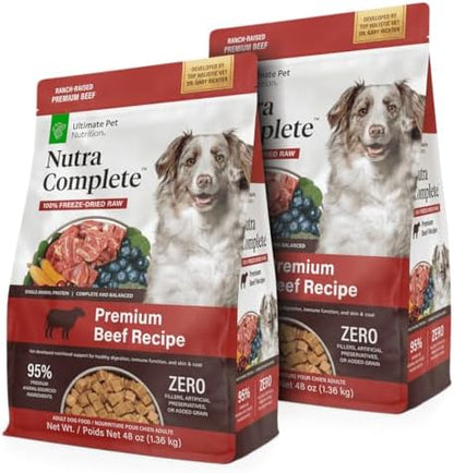ULTIMATE PET NUTRITION Nutra Complete Freeze-Dried Dog Food, Beef 3lb x2