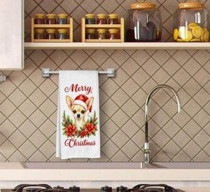 Christmas Chihuahua Kitchen Dish Towels Dishcloth 16x24 Inches