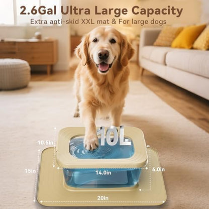 10L No Spill Dog Water Bowl Stainless Steel for Messy Drinkers