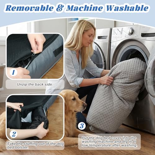 GGIB Cooling Dog Bed Mat with Bolster Pillow Washable Dog Couch Cover Breathable Summer Pet Couch Bed Protector Indoor(Small, Cooling Grey)