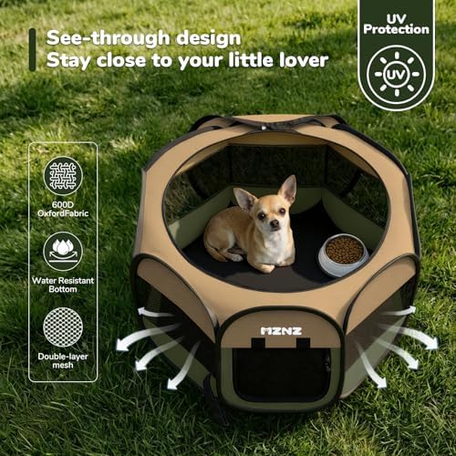Dog Cat Small Animal Puppy Playpen Crate, Small, Olive Green