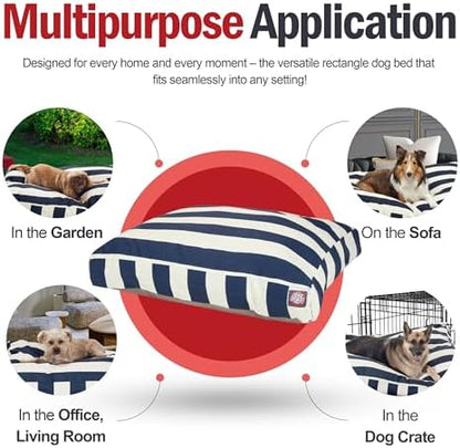 Majestic Pet Rectangular Dog Bed, Small, 27x20x4 in, Washable, Navy Blue