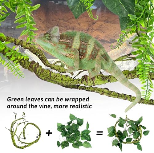 Hamiledyi Fake Reptile Plants for Tank, Bendable Snake Climbing Vines
