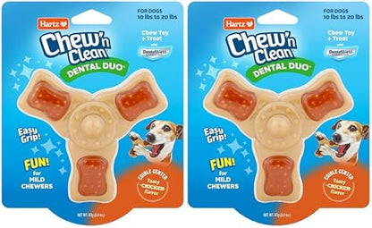 Hartz Chew ‘n Clean Chew Toy and Treat in One Chicken Flavored Tri-Point Dog Toy, Small (Pack of 2)