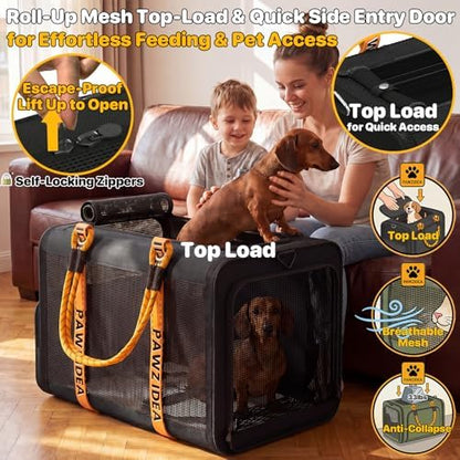 PAWZIDEA Expandable Large Pet Carrier, Soft-Sided 2–4 Cats Carrier Up 55lbs