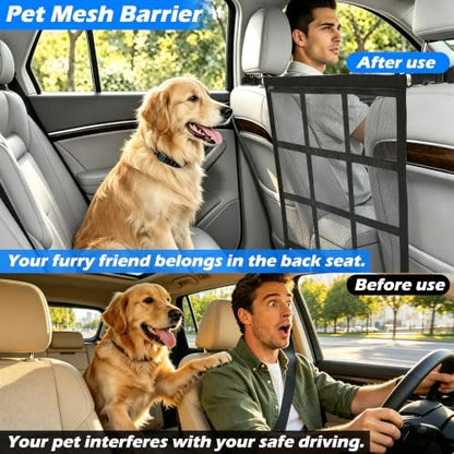 Dog Car Barrier,9-Grid Reinforced,Easy-Install Car Net for Dogs