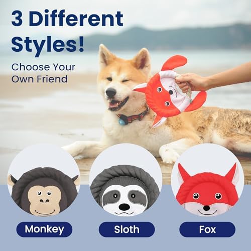 PAWSPIK 2-in-1 Flying Disc & Tug-of-War Dog Toy, Fierce Fox