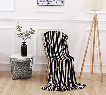 Elegant Comfort Velvet Touch Ultra Plush Christmas Holiday Printed Fleece Throw/Blanket-50 x 60inch, (Golden Heart)