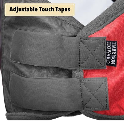 Harrison Howard Pro Luminous Horse Fly Mask Standard with Ears UV Protection for Horse Scarlet Red/Black Medium Cob