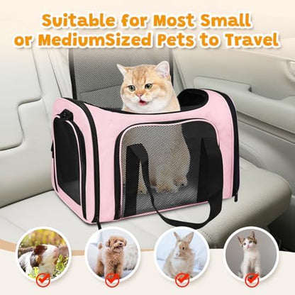 Large Cat Carrier Soft Up to 28 Lbs, Breathable Pet Bag with Steel Frame